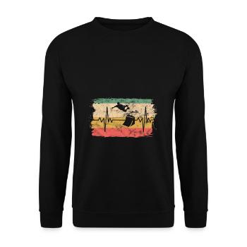 Skateboard Skater Herzschlag EKG Retro Vintage Ges - Unisex Pullover - Schwarz - Vorne - Alina (178cm) & Michal (187cm)