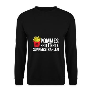 Pommes Frites Pommes Liebhaber Pommes Fritten Spru - Unisex Pullover - Schwarz - Vorne - Alina (178cm) & Michal (187cm)