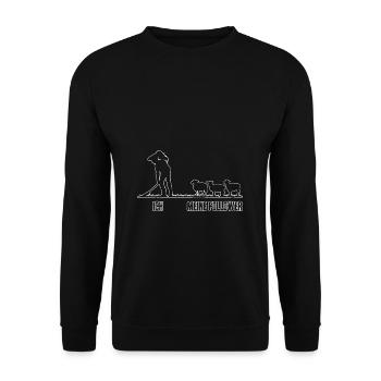Ich & Meine Follower Schafe Hirte Schäfer Schäfche - Unisex Pullover - Schwarz - Vorne - Alina (178cm) & Michal (187cm)