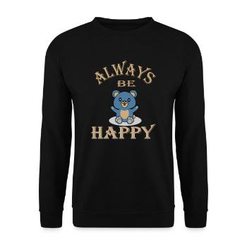 Glücklich Teddybär Laune Optimist Sonnenschein - Unisex Pullover - Schwarz - Vorne - Alina (178cm) & Michal (187cm)