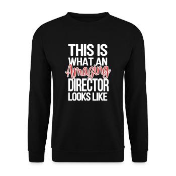 Stolzer Direktor Geschenk Direktor Wertschätzung - Unisex Pullover - Schwarz - Vorne - Alina (178cm) & Michal (187cm)
