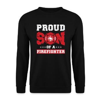 Proud firefighter son of firefighter son - Unisex Sweatshirt - black - Front - Alina (178cm) & Michal (187cm)
