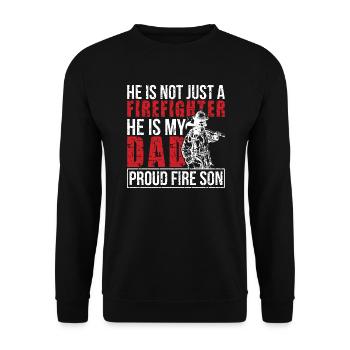 Proud firefighter son of firefighter son - Unisex Sweatshirt - black - Front - Alina (178cm) & Michal (187cm)