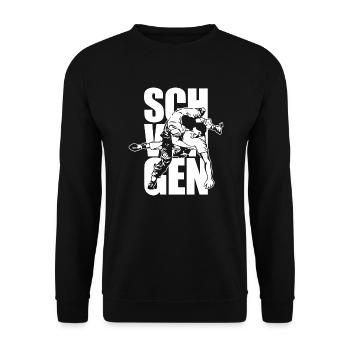 Schwingen Schriftart mit Vektor - Unisex Pullover - Schwarz - Vorne - Alina (178cm) & Michal (187cm)