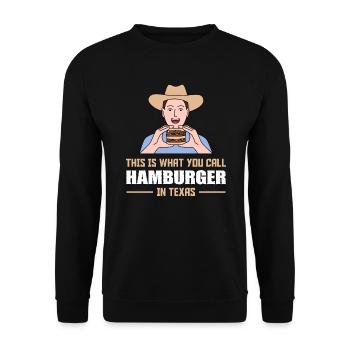 Hamburger in Texas Design für stolze Texaner - Unisex Pullover - Schwarz - Vorne - Alina (178cm) & Michal (187cm)
