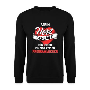 Mein Herz schlägt für einen Programmierer - Unisex Pullover - Schwarz - Vorne - Alina (178cm) & Michal (187cm)