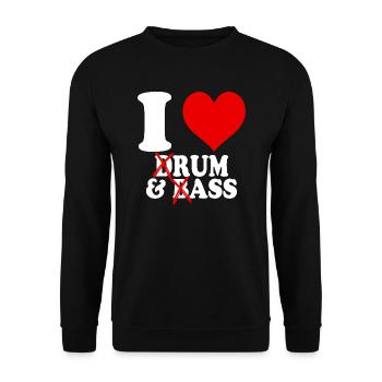 I Love Drum & Bass Rum Ass Funny Heart - Unisex Sweatshirt - black - Front - Alina (178cm) & Michal (187cm)
