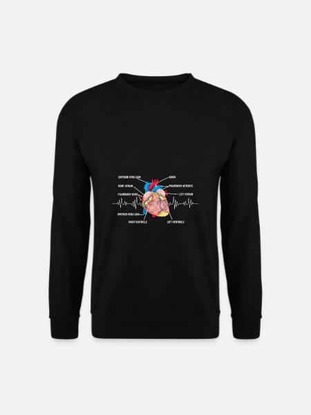 Anatomisches Herz Design EKG Arzt Medizin Krankens - Unisex Pullover - Schwarz