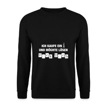 Ich Kaufe Ein I Und Möchte Lösen - Lustiger Spruch - Unisex Pullover - Schwarz - Vorne - Alina (178cm) & Michal (187cm)