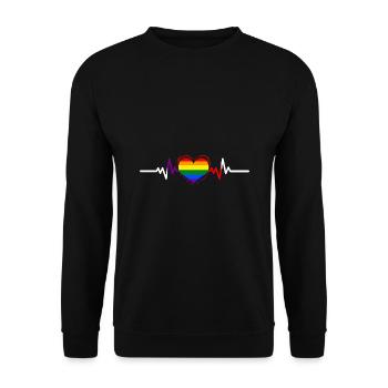 LGBT Heartbeat Gay Pride - Unisex Sweatshirt - black - Front - Alina (178cm) & Michal (187cm)