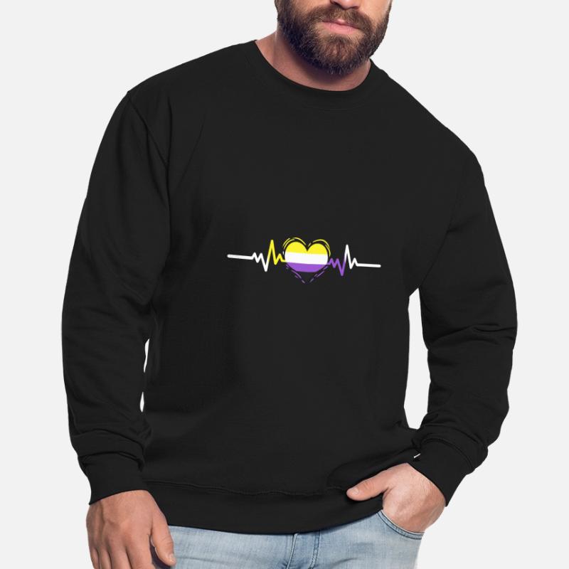 Nonbinary Pride Heartbeat Nonbinary Pride Unisex Pullover