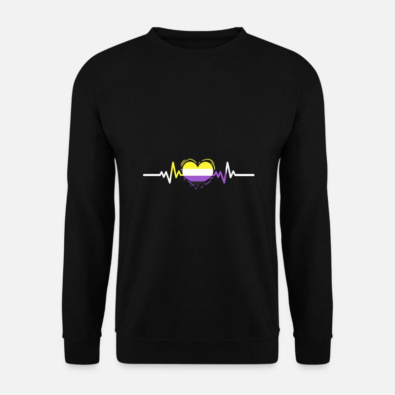 Nonbinary Pride Heartbeat Nonbinary Pride - Unisex Sweatshirt - black