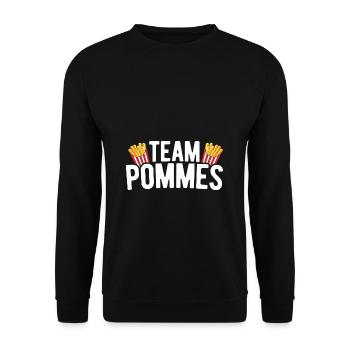 Team Pommes French Fries Crew Pommes Frites Gesche - Unisex Pullover - Schwarz - Vorne - Alina (178cm) & Michal (187cm)