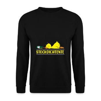 Stockdichtente Bier Alkohol Saufen Party Feiern - Unisex Pullover - Schwarz - Vorne - Alina (178cm) & Michal (187cm)