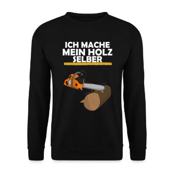 Ich mache mein Holz selber - Unisex Pullover - Schwarz - Vorne - Alina (178cm) & Michal (187cm)