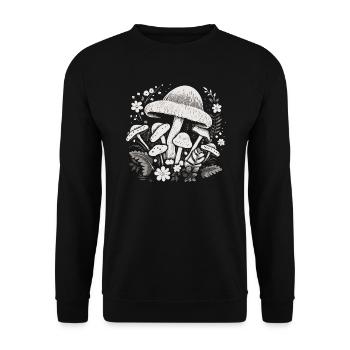 Champignon Cottagecore - Sweat-shirt Unisexe - noir - Devant - Alina (178cm) & Michal (187cm)