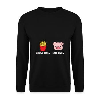 Pommes Frites Pommes Liebhaber Pommes Fritten Spru - Unisex Pullover - Schwarz - Vorne - Alina (178cm) & Michal (187cm)