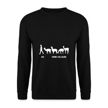 Ich Meine Follower Lustiges Lama Alpaka Landwirt - Unisex Pullover - Schwarz - Vorne - Alina (178cm) & Michal (187cm)