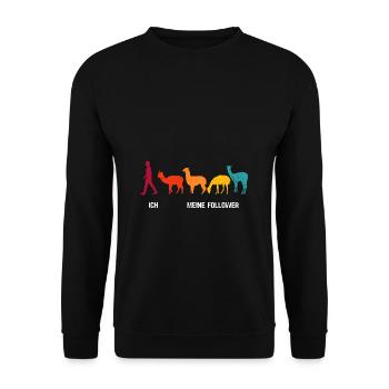 Ich meine Follower Llama Alpacas Lamas - Unisex Pullover - Schwarz - Vorne - Alina (178cm) & Michal (187cm)