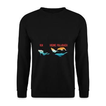 Ich Meine Follower Wal Wale Tauchen Taucher - Unisex Pullover - Schwarz - Vorne - Alina (178cm) & Michal (187cm)