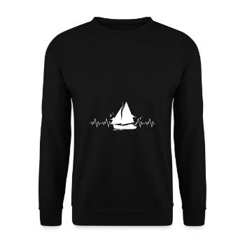 Segeln Segler Geschenk Segelboot Herzschlag Kapitä - Unisex Pullover - Schwarz - Vorne - Alina (178cm) & Michal (187cm)
