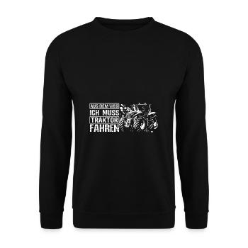 Aus Dem Weg Ich Muss Traktor Fahren Trecker Bauer - Unisex Pullover - Schwarz - Vorne - Alina (178cm) & Michal (187cm)