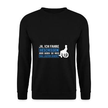 Rollstuhlfahrer Rollstuhl Spruch Geschenkidee Roll - Unisex Pullover - Schwarz - Vorne - Alina (178cm) & Michal (187cm)