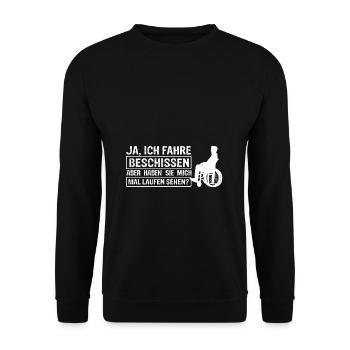 Rollstuhlfahrer Rollstuhl Spruch Geschenkidee - Unisex Pullover - Schwarz - Vorne - Alina (178cm) & Michal (187cm)