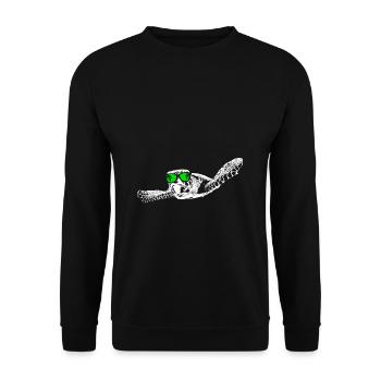 Meeresschildkröte Ozean Naturfans Sonnenbrille Tie - Unisex Pullover - Schwarz - Vorne - Alina (178cm) & Michal (187cm)
