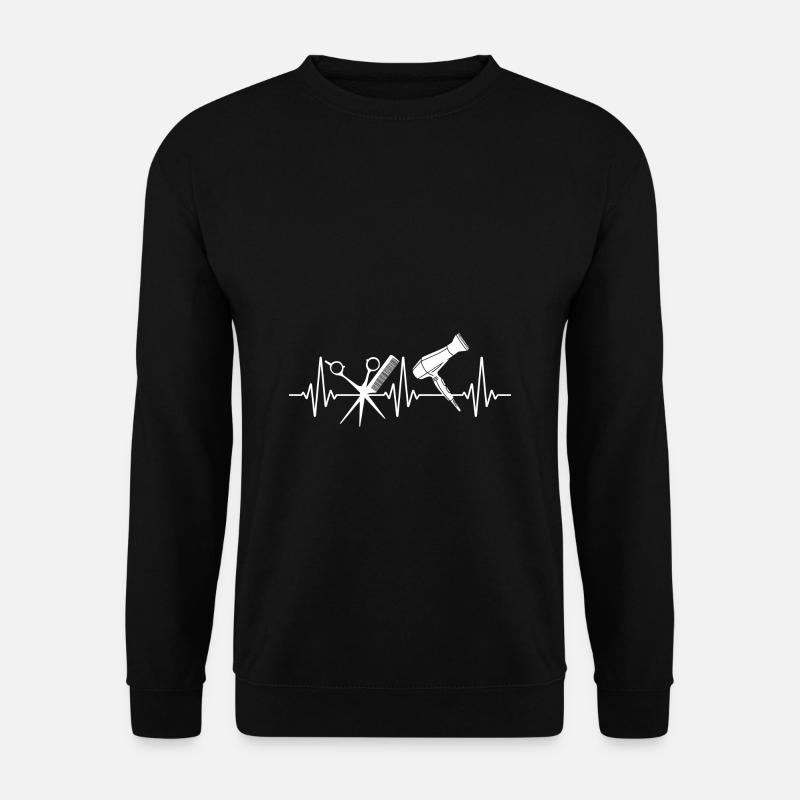 Herzschlag Frisör Salon Schere - Friseur Geschenk - Unisex Pullover - Schwarz