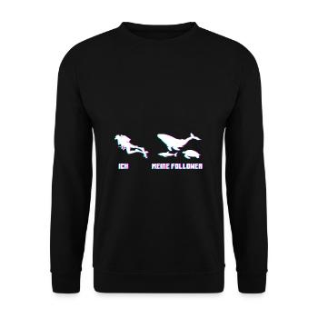 Ich Meine Follower Tauchsport Haie Tauchen Taucher - Unisex Pullover - Schwarz - Vorne - Alina (178cm) & Michal (187cm)