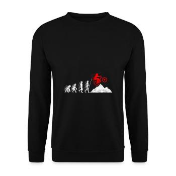 Evolution MTB Mountainbike Geschenk Fahrrad Zubehö - Unisex Pullover - Schwarz - Vorne - Alina (178cm) & Michal (187cm)
