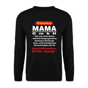 BD - Firma Mama GmbH - Kostenfrei Lebenslang - - Unisex Pullover - Schwarz - Vorne - Alina (178cm) & Michal (187cm)