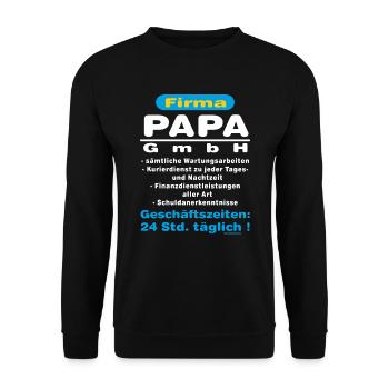 BD - Firma Papa GmbH - Kostenfrei Lebenslang - - Unisex Pullover - Schwarz - Vorne - Alina (178cm) & Michal (187cm)
