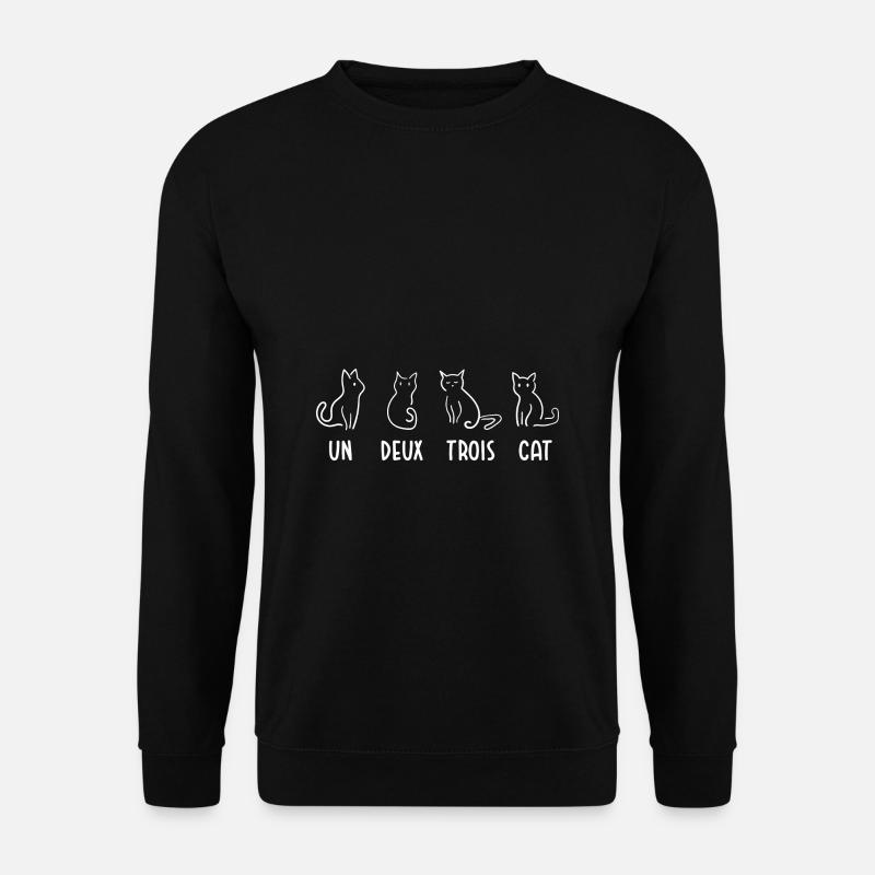 Un Deux Trois Cat Lustiges Katzen Geschenk - Unisex Pullover - Schwarz