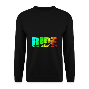 MTB Spruch RIDE Mountainbike Downhill - Unisex Pullover - Schwarz - Vorne - Alina (178cm) & Michal (187cm)