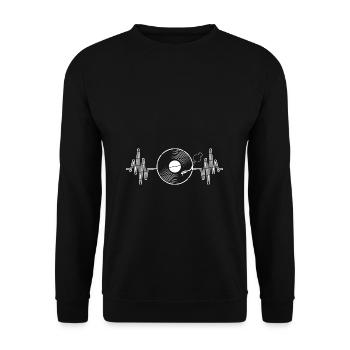 Vinyl Herzschlag Vinyl Schallplatte Musik Puls Ges - Unisex Pullover - Schwarz - Vorne - Alina (178cm) & Michal (187cm)
