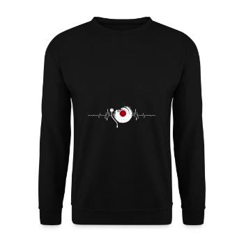 Vinyl Herzschlag Vinyl Schallplatte Musik Puls - Unisex Pullover - Schwarz - Vorne - Alina (178cm) & Michal (187cm)