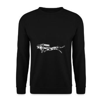 Vintage Taucher Ocean Diver Tauchsport - Unisex Pullover - Schwarz - Vorne - Alina (178cm) & Michal (187cm)
