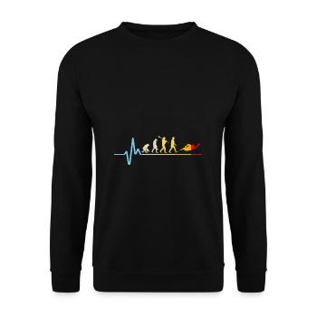 Born to Swim Schwimmen Evolution Retro Vintage - Unisex Pullover - Schwarz - Vorne - Alina (178cm) & Michal (187cm)