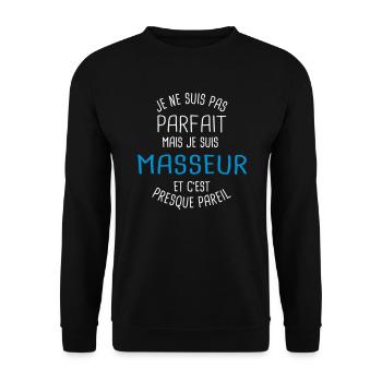 Pas parfait mais masseur - Sweat-shirt Unisexe - noir - Devant - Alina (178cm) & Michal (187cm)
