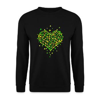Heart from shamrocks good luck - Unisex Sweatshirt - black - Front - Alina (178cm) & Michal (187cm)