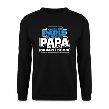 on parle du meilleur papa du monde on parle de moi - Sweat-shirt Unisexe - noir - Devant - Alina (178cm) & Michal (187cm)