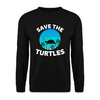 Meeresschildkröte Ozean Tier Rette die Schildkröte - Unisex Pullover - Schwarz - Vorne - Alina (178cm) & Michal (187cm)