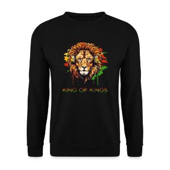 Rasta Lion Rastafari Reggae King Of Kings - Unisex Pullover - Schwarz - Vorne - Alina (178cm) & Michal (187cm)