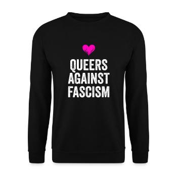 QUEERS AGAINST FASCISM - Unisex Pullover - Schwarz - Vorne - Alina (178cm) & Michal (187cm)
