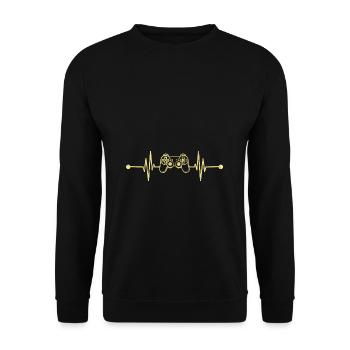 Gamer Heartbeat Zocker Herzschlag Geschenk - Unisex Pullover - Schwarz - Vorne - Alina (178cm) & Michal (187cm)