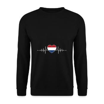 Niederlande Herzschlag Holland Flagge Holländer - Unisex Pullover - Schwarz - Vorne - Alina (178cm) & Michal (187cm)