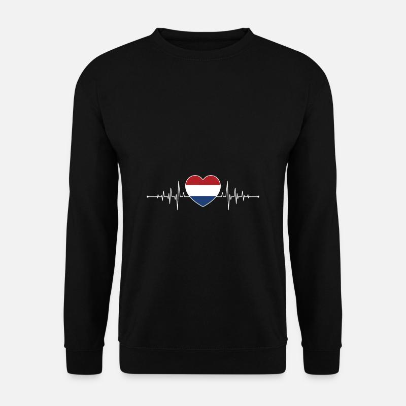 Niederlande Herzschlag Holland Flagge Holländer - Unisex Pullover - Schwarz