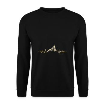 MTB Mountainbike Herzschlag Berge Fahrrad Geschenk - Unisex Pullover - Schwarz - Vorne - Alina (178cm) & Michal (187cm)